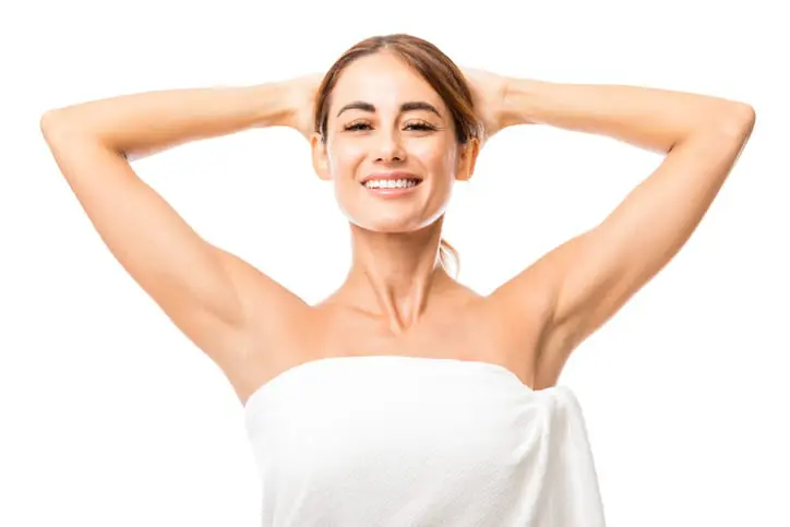 Cute Woman Showing Her Armpits After Depilation